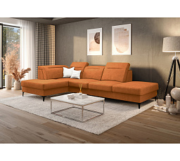 SESTAVA ROHOVÁ POHOVKA OSLO MINI 295x180 + TABURET MALIBU 100X55 CM MY51(ODSTÍNY ORANŽOVÉ) - RYCHLÉ ODESLÁNÍ