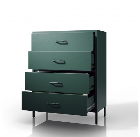 Komoda, kovová skříňka lahvově zelená Moderní CARLA, 800 x 1015 x 400 mm