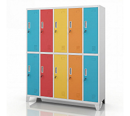 Šatní skříň BHP 10-dveřová šedo-vicebarevná: BARTEK 1360 x 1720 x 450 mm