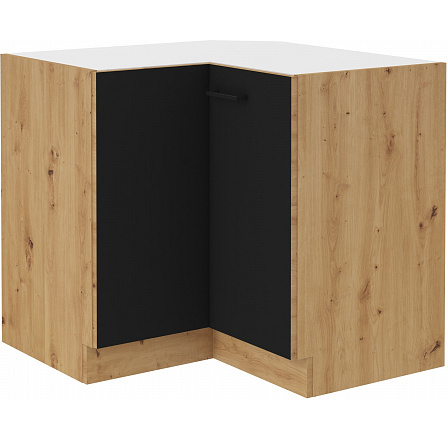 Dolní rohová skříňka MODENA - 90x90 DN 2F BB, Dub Artisan/Černý mat+Dub Artisan Dolní rohová skříňka MODENA - 90x90 DN 2F BB, Dub Artisan/Černý mat+Dub Artisan