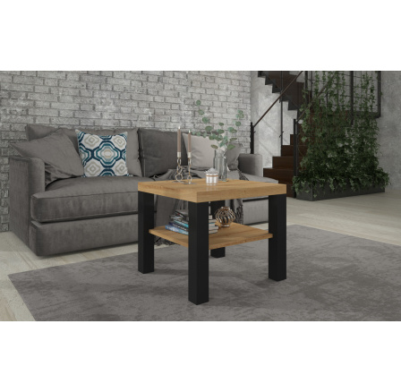 Konferenční stolek BILL 60x60 Artisan+Černý Mat