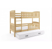 Dětská patrová postel KUBUS 3 s přistýlkou 90x200 cm, bez matrace, Přírodní/Bílá