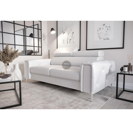 Sofa ORION II 185 cm přírodní kůže - bílá kůže