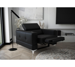 Křeslo TOSCANIA , relax přírodní kůže - černá kůže