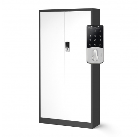 Kancelářská kovová skříň na dokumenty DANIEL, 900 x 1850 x 400 mm, antracitově-bílá