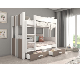 Dvoulůžková patrová postel s matracemi ARTA 180x80 Bílá+Lanýž