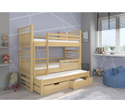 Třílůžková patrová postel HIPPO 200x90 Borovice Přírodní