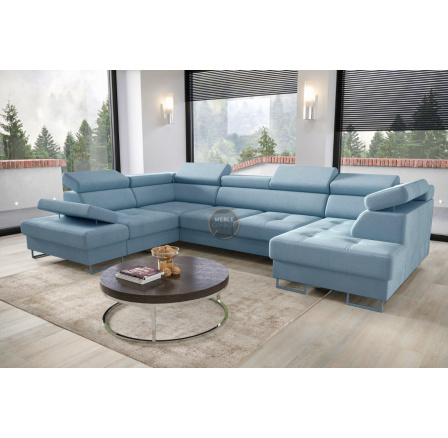 Rohová sedací souprava GALAXY MAX II s funkcí spaní 210x350x165 - modrá, levá