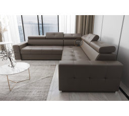Rohová sedací souprava MARGO MAX 270×270 přírodní kůže - Levá strana, Hnědá kůže