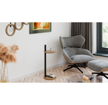 Pomocný stolek Claro kulatý průměr 30 cm - různé barvy na výběr - Dub Lancelot, Černý Mat