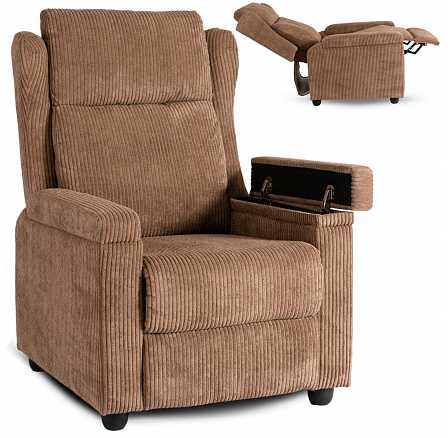 Rozkládací křeslo SPENCER Hnědý Manšestr