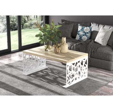 Konferenční stolek SEMARA 100x60 Bílý+Sonoma