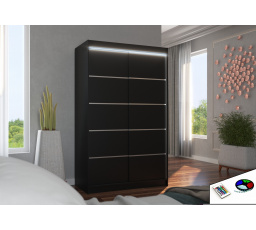 Posuvná skříň s LED osvětlením BENISSO 120 Černá+Černá