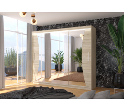 Posuvná skříň se zrcadlem a LED osvětlením DIEGO 250 Sonoma+Sonoma