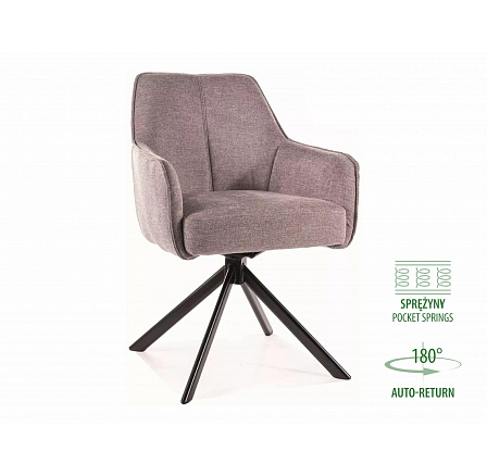 Jídelní otočná židle NOTTI s pružinovým sedákem, Brego šedá 07/Černá