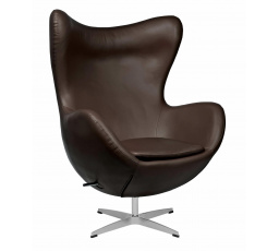 Křeslo Vejce tmavě hnědé kůže 43 Premium