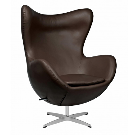 Křeslo Vejce tmavě hnědé kůže 43 Premium