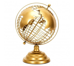 Zlatý kovový globus 28 cm