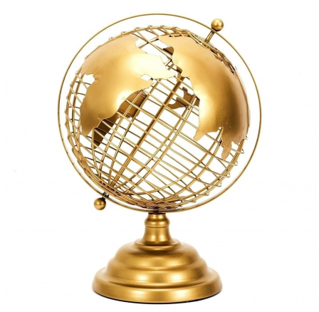 Zlatý kovový globus 28 cm