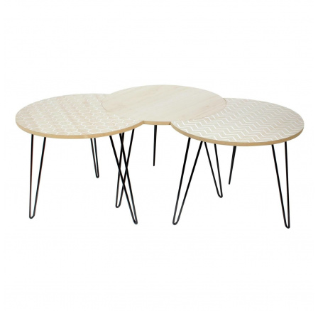 Sada 3 stolků bělené/ černé