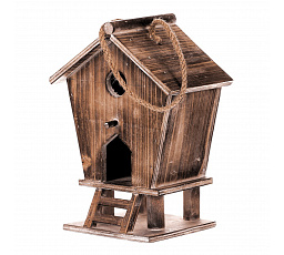 Krmítko pro ptáčky - dřevěná budka, barva přírodní