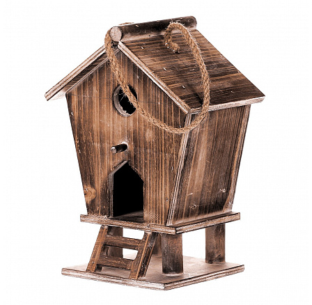 Krmítko pro ptáčky - dřevěná budka, barva přírodní