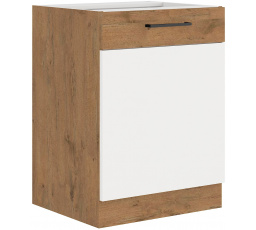 Dolní skřínka VEGAS - 60 D 1F BB, Dub Lancelot / Bílý lesk