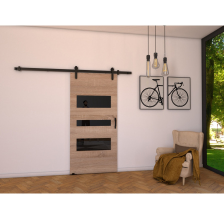 Posuvné dveře LOFT C80, Sonoma/Černá Posuvné dveře LOFT C80, Sonoma/Černá