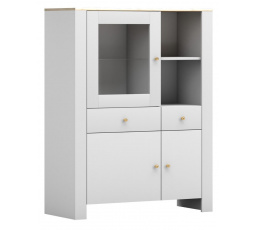 Vitrína AGAWA 02, Bílá/Dub Hikora