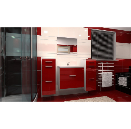 Koupelnová sestava Lora C bílá/červený lesk Koupelnová sestava Lora C bílá/červený lesk