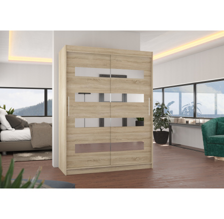 Posuvná skříň se zrcadlem BALTIC 150 Sonoma+Sonoma