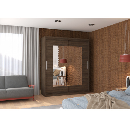 Posuvná skříň se zrcadlem ROSETTE 180 Choco+Choco