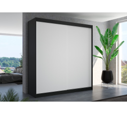 Šatní skříň s posuvnými dveřmi TERECIA 200 Černá+Bílá