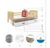 Dětská postel KUBUS 90x200 cm se šuplíkem, s matrací, Přírodní/Bílá