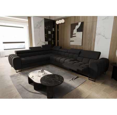 Rohová sedací souprava ASPEN MAX , relax průměr 30x260 cm - černá , levá