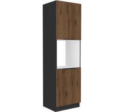 Kuchyňská skříň MONZA - 60 DP-210 2F, Černá mat/Ořech