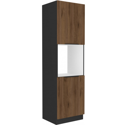 Kuchyňská skříň MONZA - 60 DP-210 2F, Černá mat/Ořech