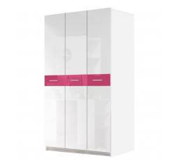 PARADISE 1 - Šatní skříň  Bílá + Růžová lesk