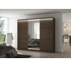 Posuvná skříň se zrcadlem a LED osvětlením DENIS 250 Choco+Choco