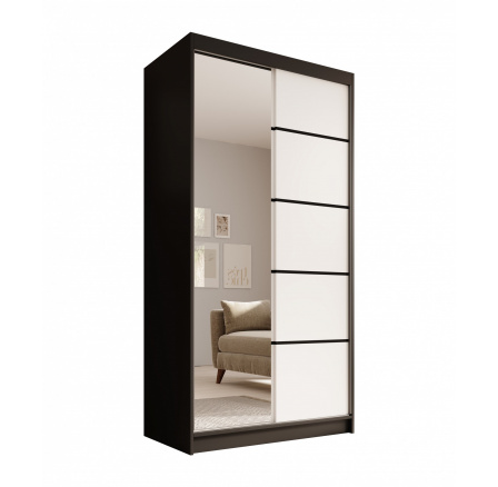 Šatní skříň s posuvnými dveřmi Laurencja 100 Černá+Bílá