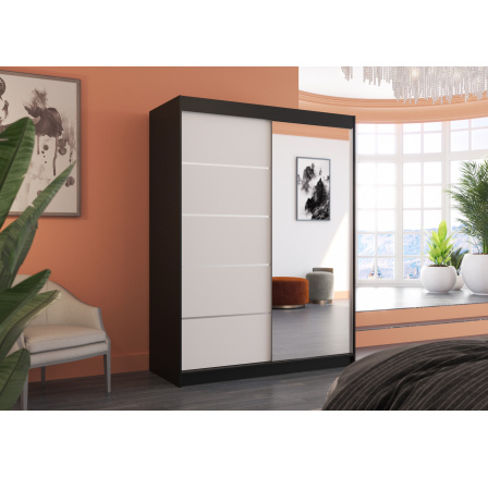 Posuvná skříň se zrcadlem LIMBO 150 Černá+Bílá