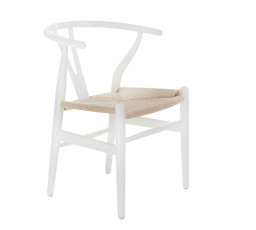 Přírodní bílé proutěné křeslo inspirované Wishbone