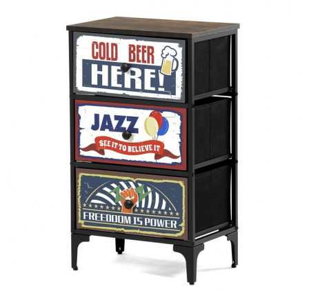 Komoda 45x30x77cm, mdf, vícebarevná, AUK-W2001 BK