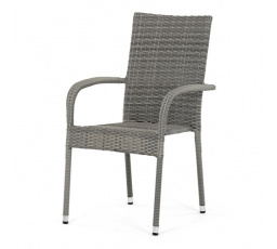 Zahradní židle, kov, polyratan, šedá, AZC-S2114 GREY