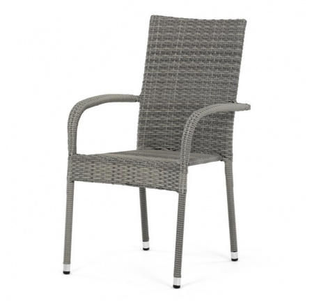 Zahradní židle, kov, polyratan, šedá, AZC-S2114 GREY
