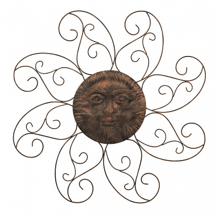 Slunce - kovová nástěnná dekorace, barva měděná