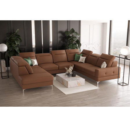 Rohová sedací souprava MALIBU MAX I 260x350x220 cm přírodní kůže - přírodní kůže - volitelná barva, Pravá strana