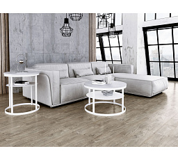 Kulatý konferenční stolek Glamour - v různých barvách - Světlý beton, Bílý mat