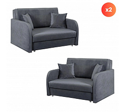Sada 2x Dvoumístné rozkládací křeslo VERO 2 Šedé