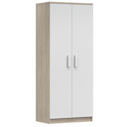 Šatní skříň 2D SMYK III - 06, Dub Sonoma/Bílá/Bílá